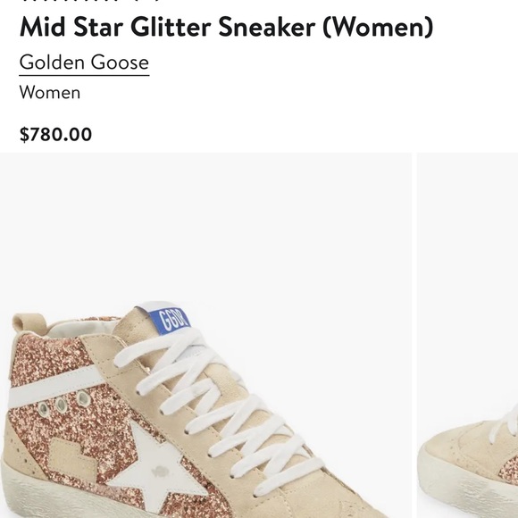 Golden Goose Mid Star Glitter Sneakers - Beige and Gold - Picture 1 of 12